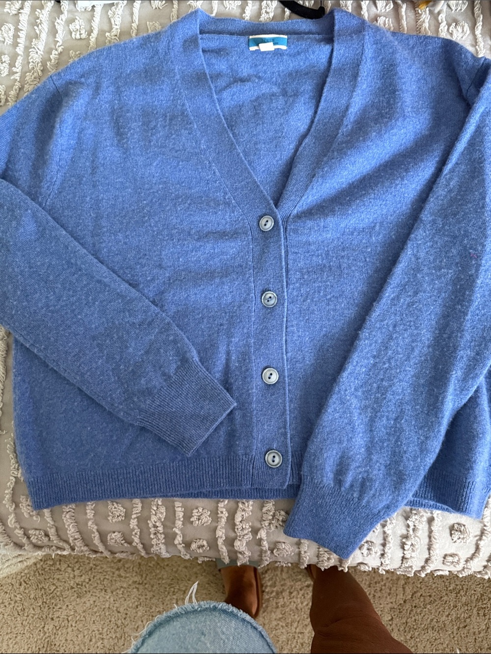 J. Crew Soft Blue V-Neck Button Cardigan